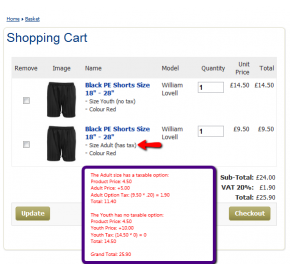 Option Based Taxes (OpenCart)